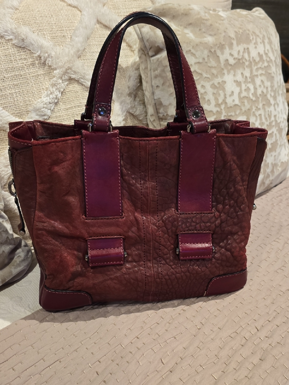 Olivia Harris TribeccaWomen's Burgundy Leather Tote Bag - Classic Everyday Carry